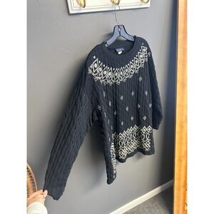 Vintage Michelle K Tunic Puff Paint Size L Top 80s 90s Casual Glam Black Silver